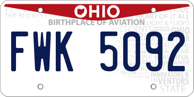 OH license plate FWK5092