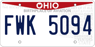 OH license plate FWK5094