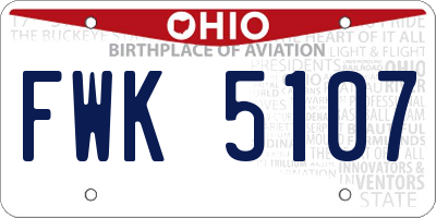 OH license plate FWK5107