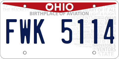 OH license plate FWK5114