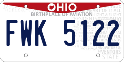 OH license plate FWK5122