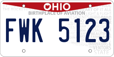 OH license plate FWK5123