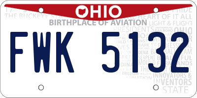 OH license plate FWK5132