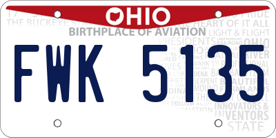 OH license plate FWK5135