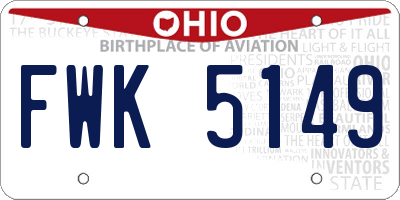 OH license plate FWK5149