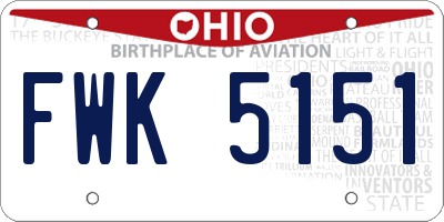 OH license plate FWK5151