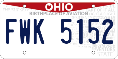 OH license plate FWK5152