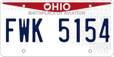 OH license plate FWK5154