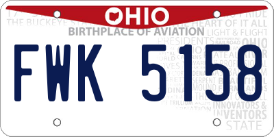 OH license plate FWK5158