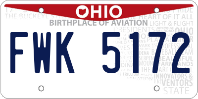 OH license plate FWK5172