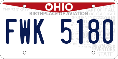 OH license plate FWK5180