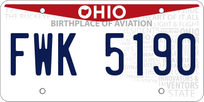 OH license plate FWK5190