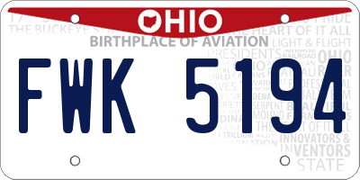 OH license plate FWK5194