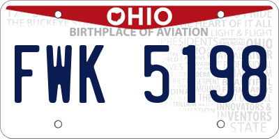 OH license plate FWK5198