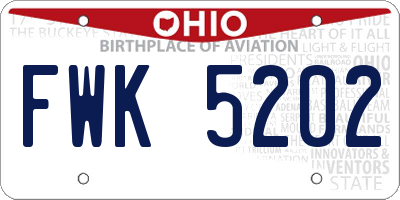 OH license plate FWK5202