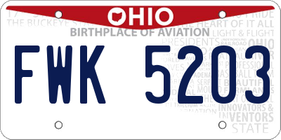 OH license plate FWK5203