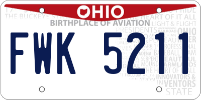 OH license plate FWK5211