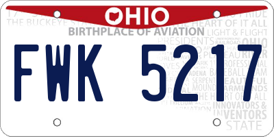 OH license plate FWK5217