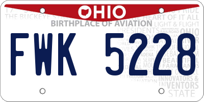 OH license plate FWK5228