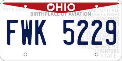 OH license plate FWK5229