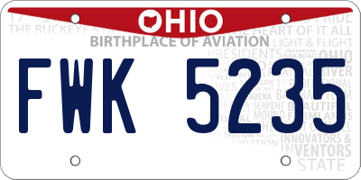 OH license plate FWK5235