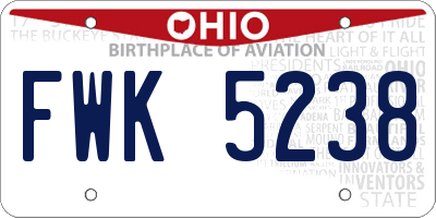 OH license plate FWK5238