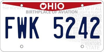 OH license plate FWK5242
