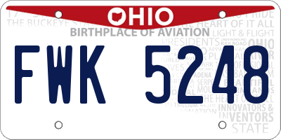 OH license plate FWK5248