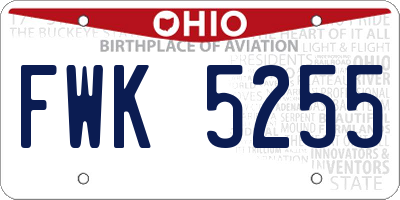 OH license plate FWK5255