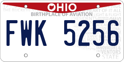 OH license plate FWK5256