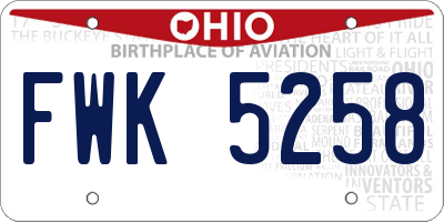 OH license plate FWK5258
