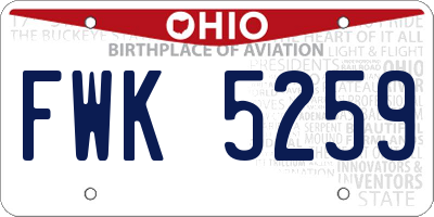OH license plate FWK5259
