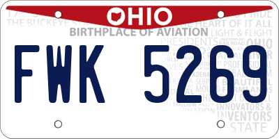 OH license plate FWK5269