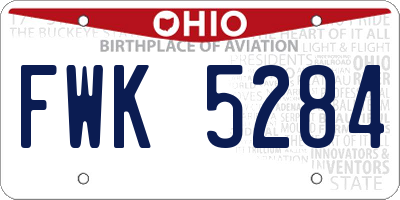 OH license plate FWK5284