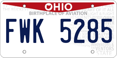 OH license plate FWK5285