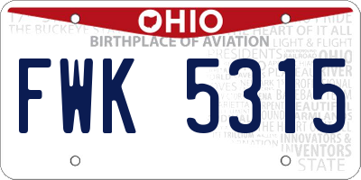 OH license plate FWK5315