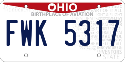 OH license plate FWK5317