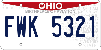 OH license plate FWK5321