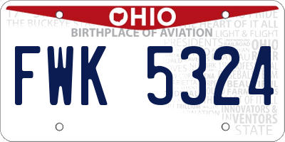 OH license plate FWK5324