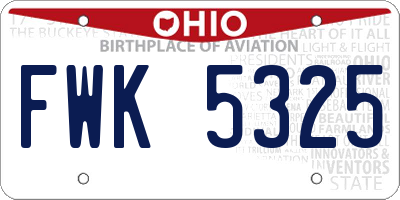 OH license plate FWK5325
