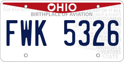 OH license plate FWK5326