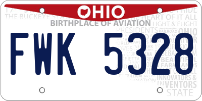 OH license plate FWK5328