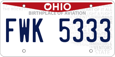 OH license plate FWK5333