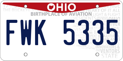 OH license plate FWK5335