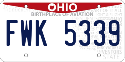 OH license plate FWK5339