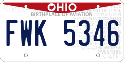 OH license plate FWK5346