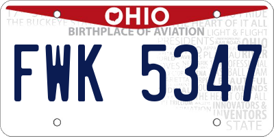 OH license plate FWK5347