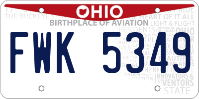 OH license plate FWK5349