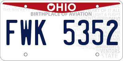 OH license plate FWK5352