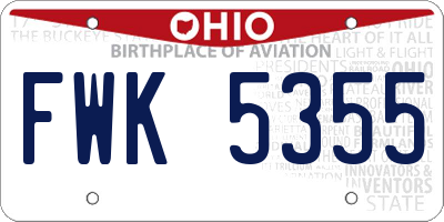 OH license plate FWK5355